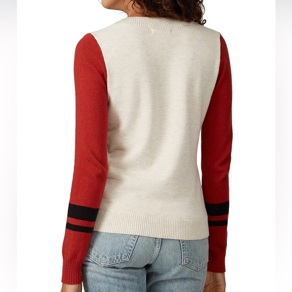Treasure & Bond Red and Cream V-Neck Sweater - Picture 4 of 9